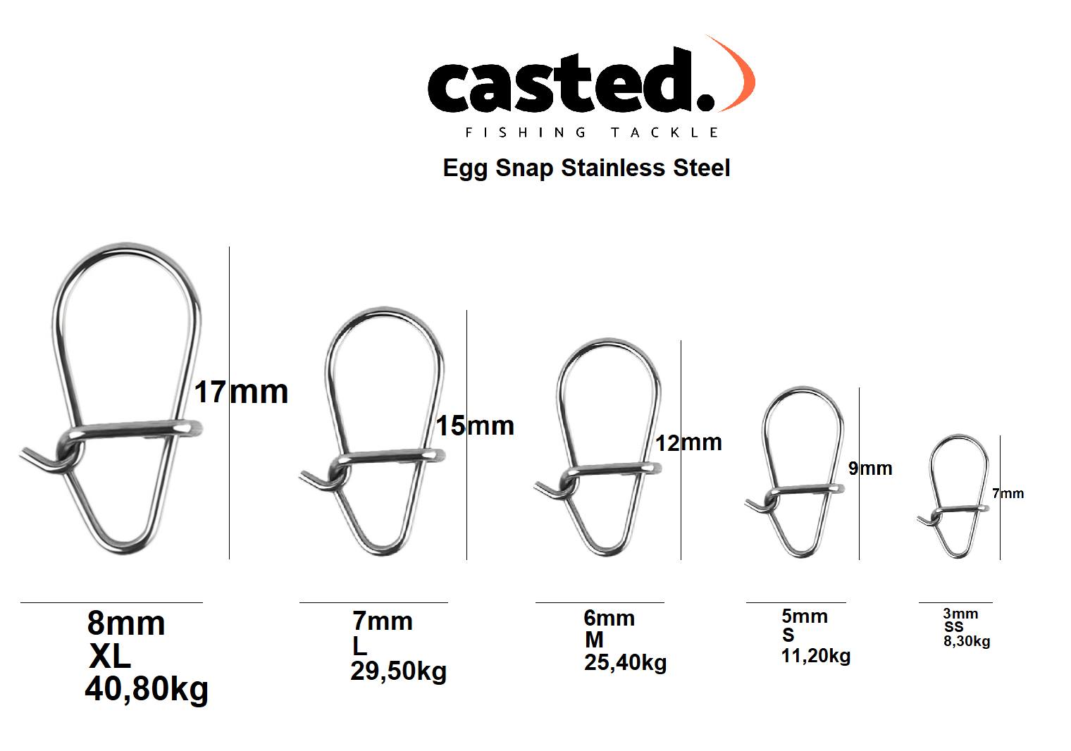 CASTED sponka Egg Snap Vel. M, stainless steel 0.6, 25,40kg -10pcs